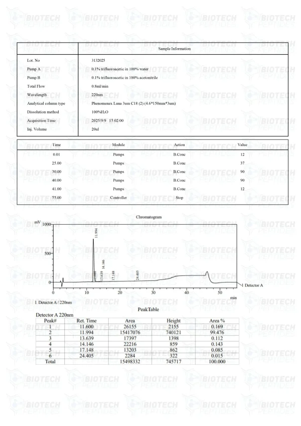 BPC-157 5mg HPLC purity chromatogram