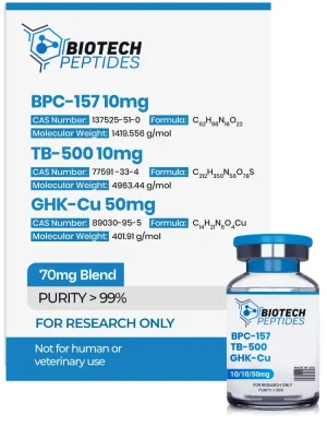 BPC-157 TB-500 GHK-Cu Blend 70mg vial from Biotech Peptides