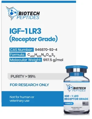 IGF-1 LR3 100mcg (Receptor Grade) vial from Biotech Peptides